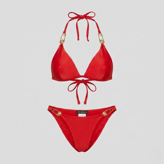 Costume da Bagno Bikini Triangolo Safety Pin Rosso