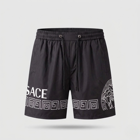 Costume da Bagno con Bordo Greca Medusa Logo Nero