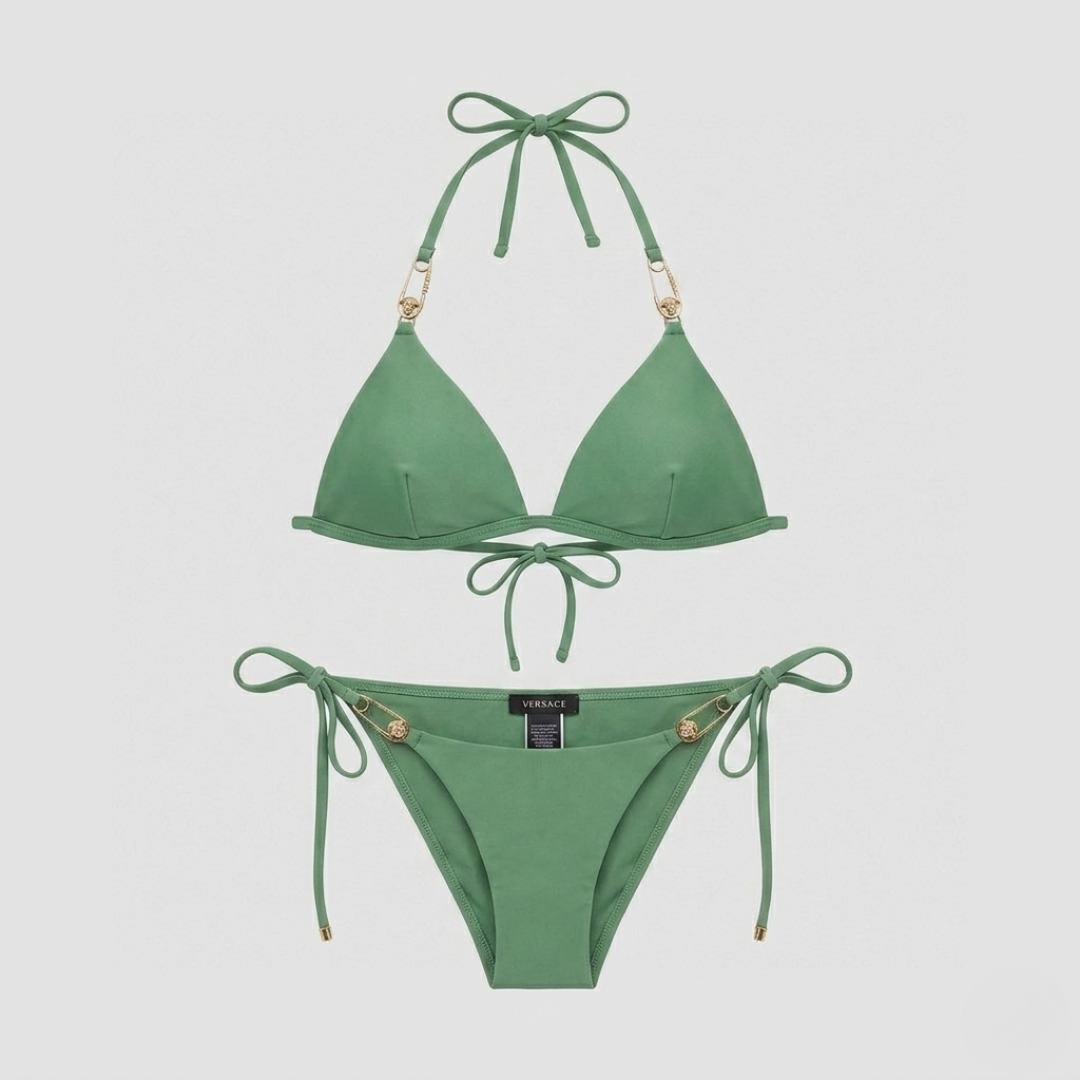 Costume da Bagno Bikini Triangolo Safety Pin Verde