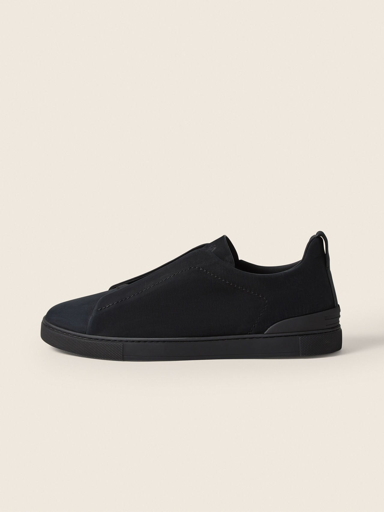 Total Black Triple Stitch SECONDSKIN Suede Sneakers
