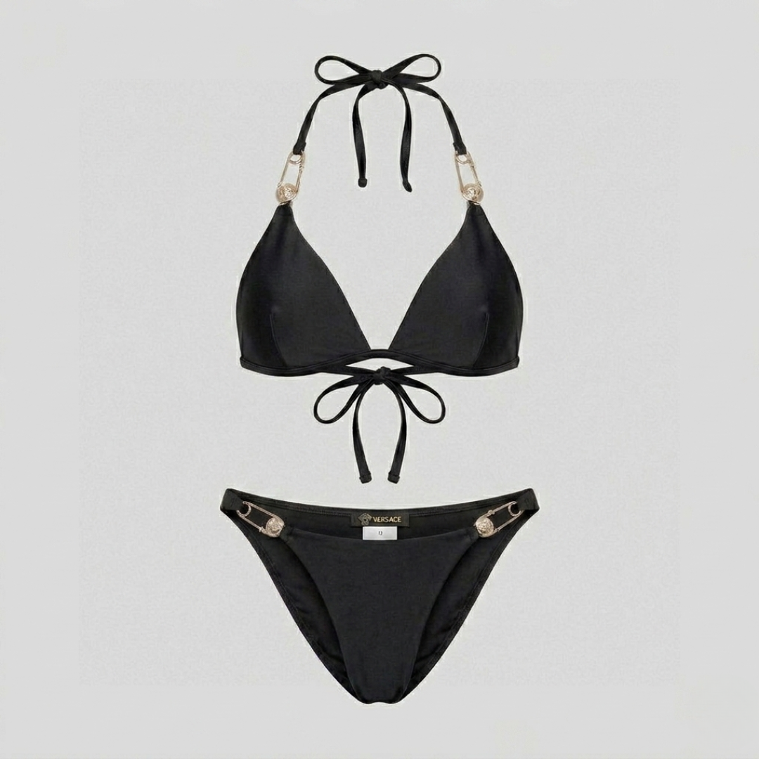 Costume da Bagno Bikini Triangolo Safety Pin Nero