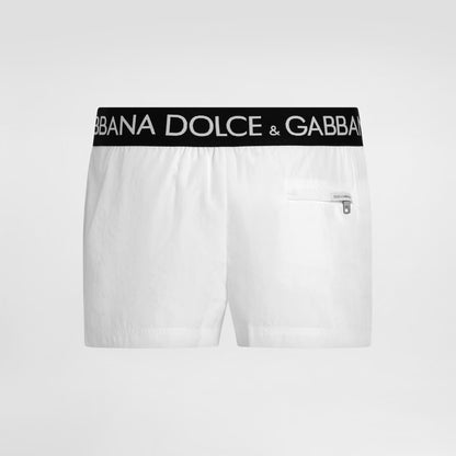 Costume da bagno con banda logata bianco
