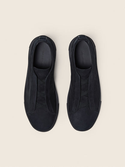 Total Black Triple Stitch SECONDSKIN Suede Sneakers