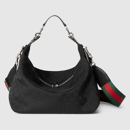 Brera medium shoulder bag in black fabric