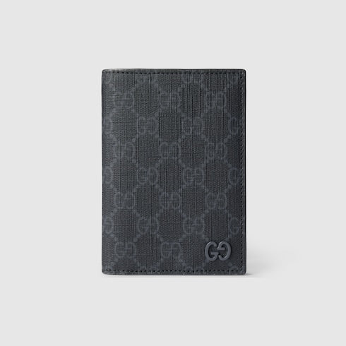 GG passport holder with grey interior GG supreme black fabric