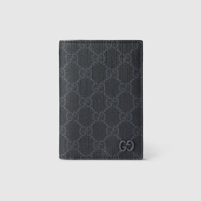 GG passport holder with grey interior GG supreme black fabric