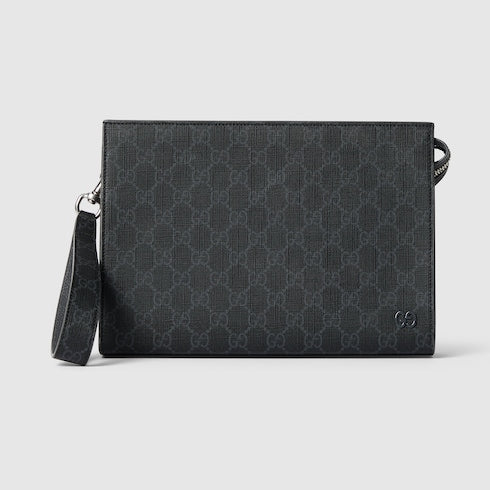 Small two-tone pouch in black GG Supreme fabric