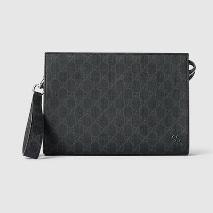 Small two-tone pouch in black GG Supreme fabric