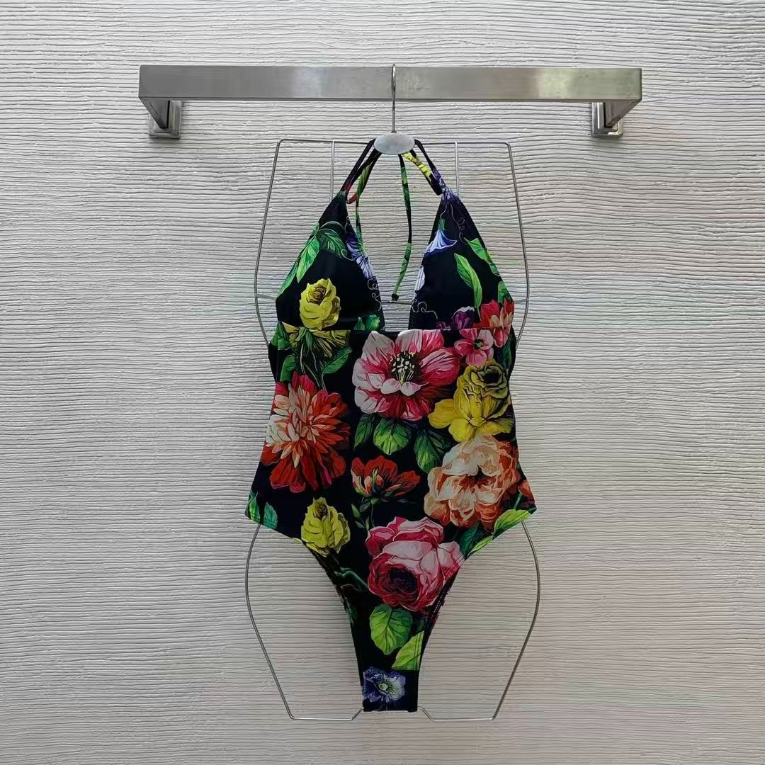 Costume Intero all'Americana con Stampa Floreale Botanica