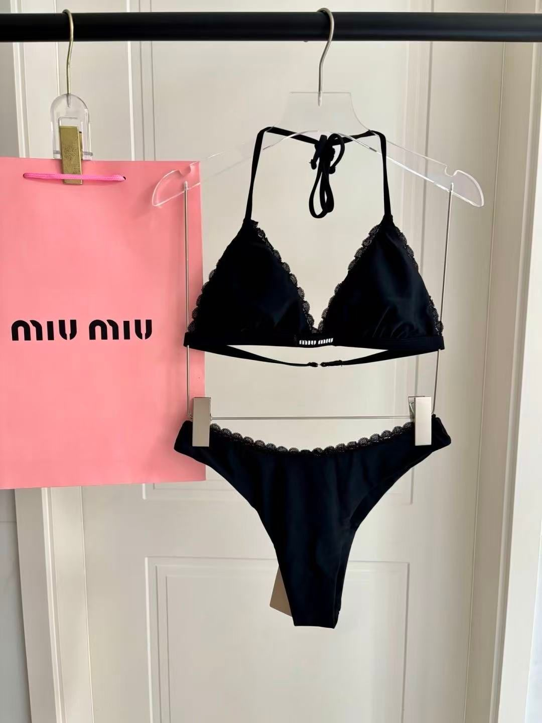 Bikini Set Profilo Ricamato Nero