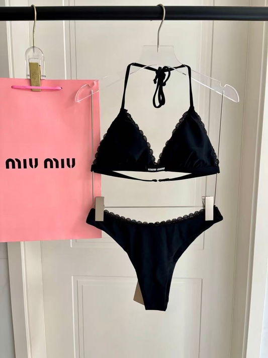 Bikini Set Profilo Ricamato Nero