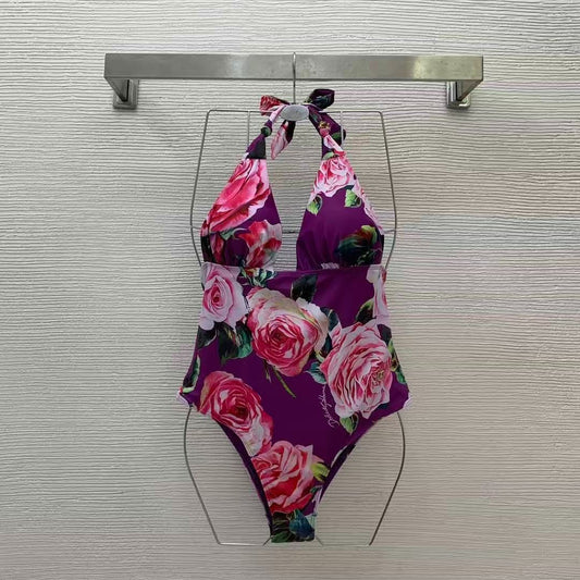 Costume Intero con Stampa Rose Giardino Iconico