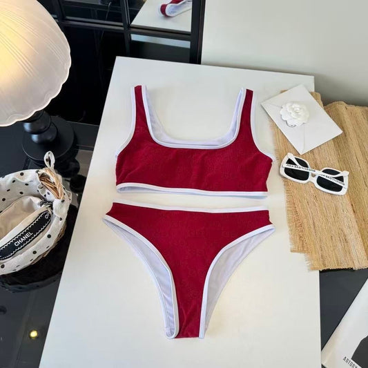 Costume da Bagno Bikini Sportivo Monogram GG Rosso