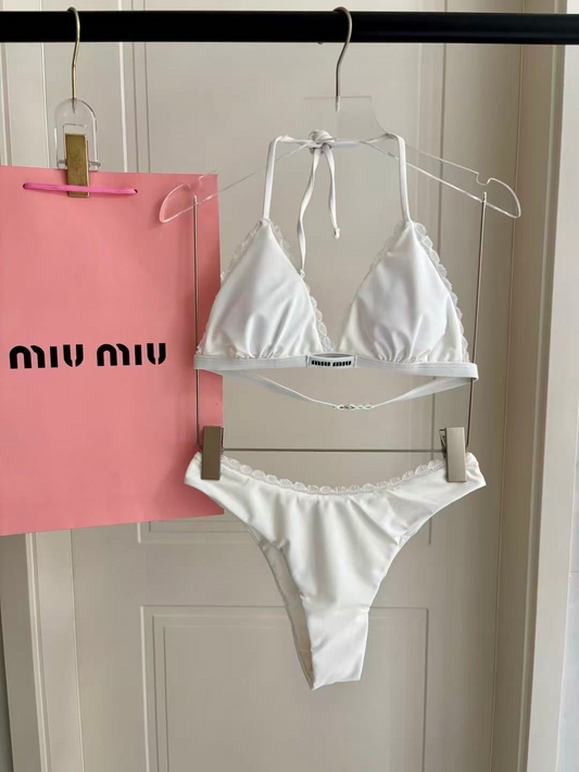 Bikini Profilo Ricamato Bianco