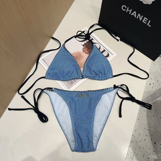 Bikini Set a Righe Blu