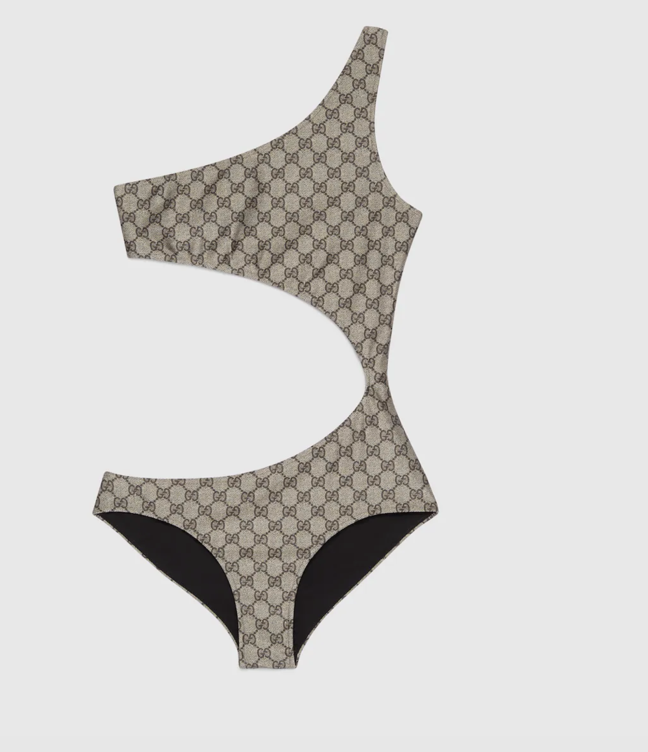 Costume da bagno in jersey GG stretch beige ed ebano