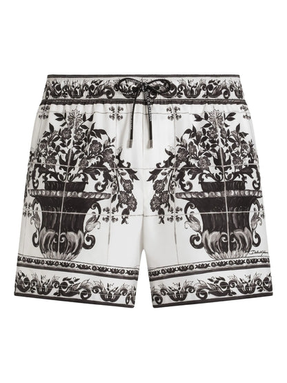 Costume da bagno bianco con stampa grafica nero