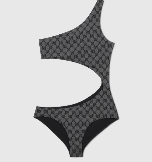 Costume da bagno in jersey stretch con stampa GG nero