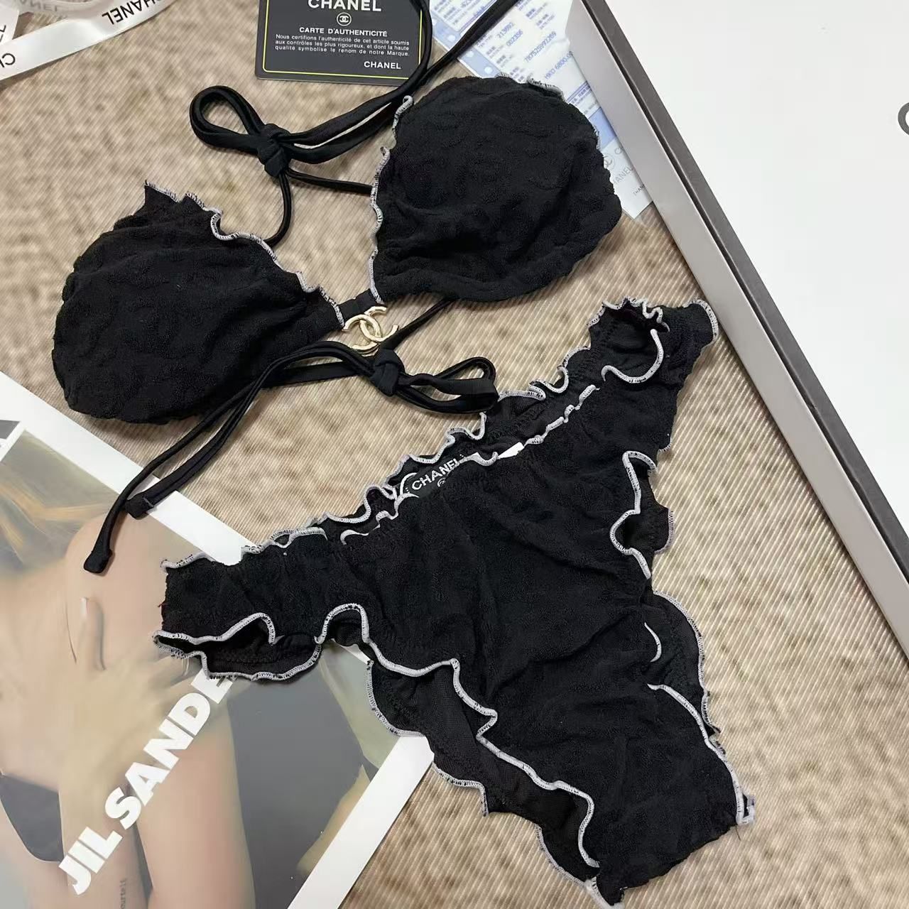 Bikini Set Arricciato Nero