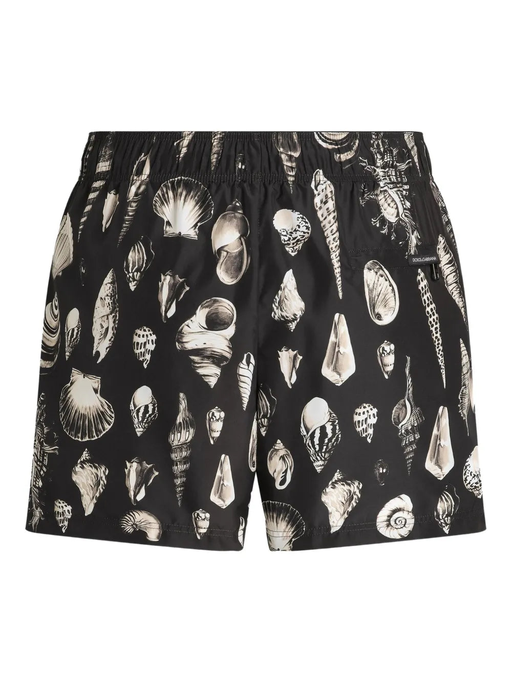 Costume da bagno nero con stampa a conchiglie