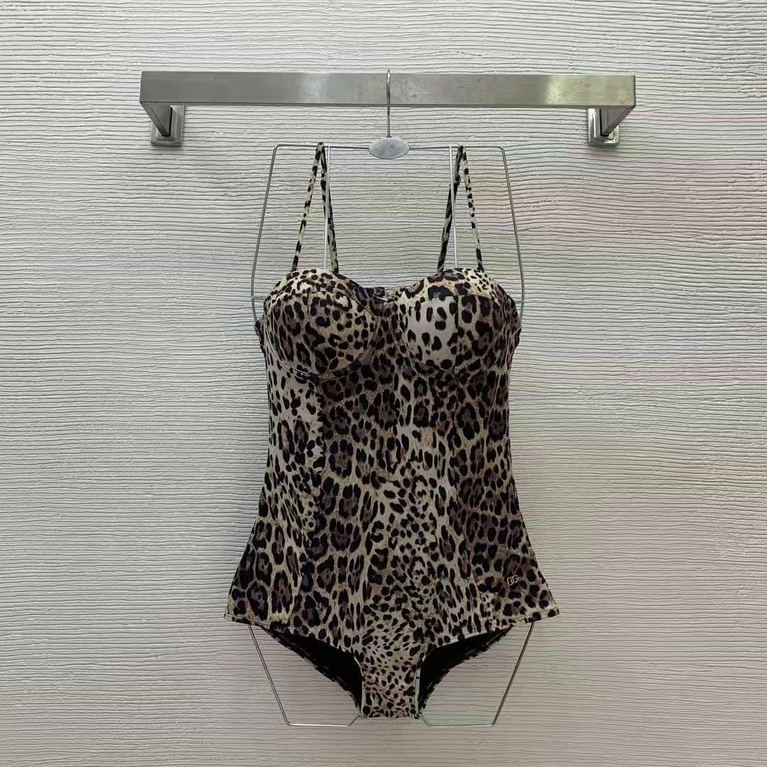 Costume Intero a Balconcino con Stampa Leopardata Signature
