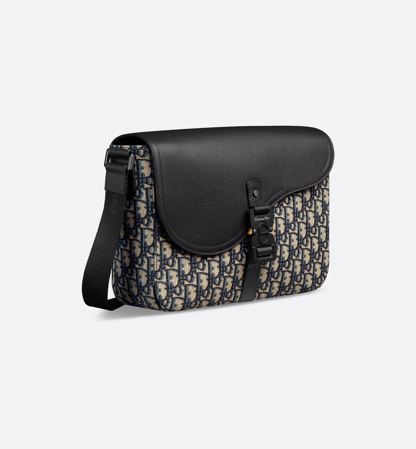 Borsa a tracolla Saddle con pattina Oblique beige e nero