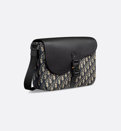 Borsa a tracolla Saddle con pattina Oblique beige e nero