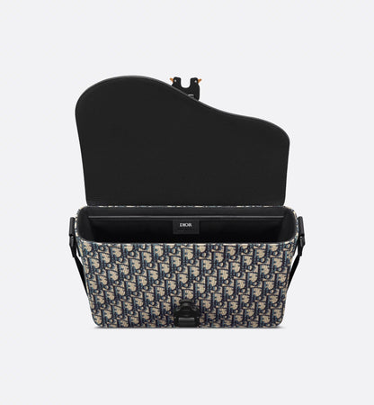 Borsa a tracolla Saddle con pattina Oblique beige e nero