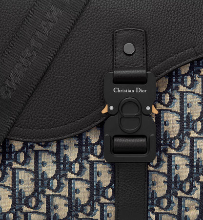 Borsa a tracolla Saddle con pattina Oblique beige e nero