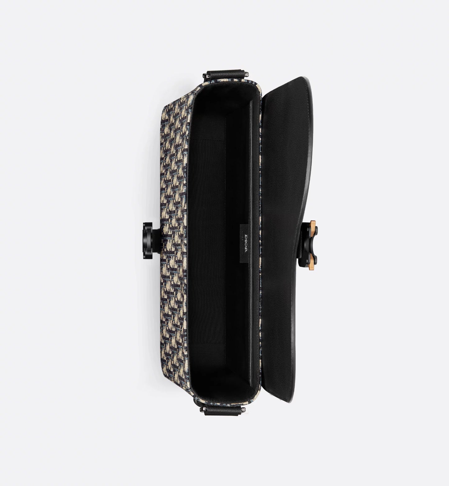 Borsa a tracolla Saddle con pattina Oblique beige e nero