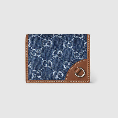Mini portafoglio GG Emblem Denim Blue