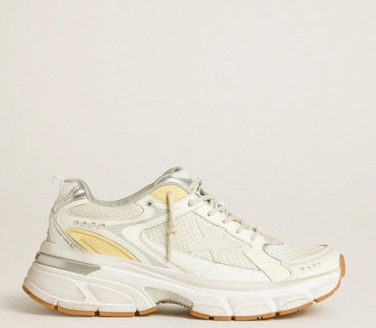 Lightstar in white leather and mesh with distressed white star