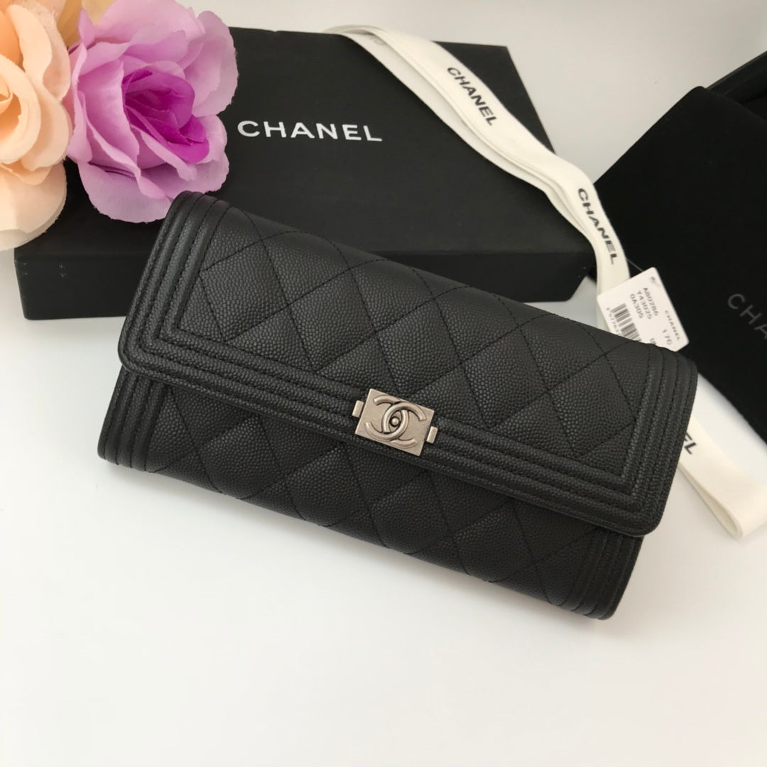 Black Boy Long Flap Wallet