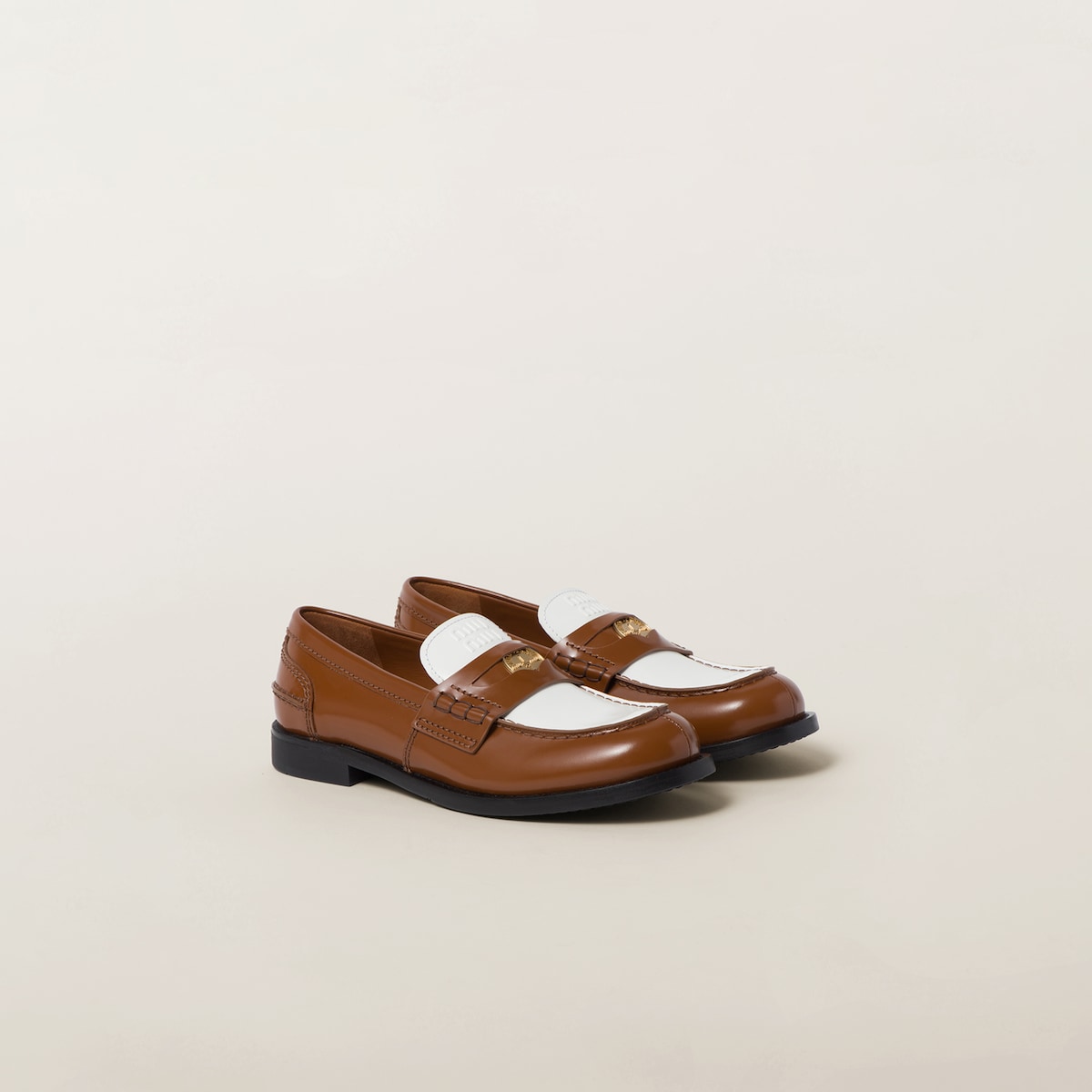 Cognac/White Leather Loafers