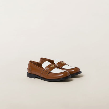 Cognac/White Leather Loafers
