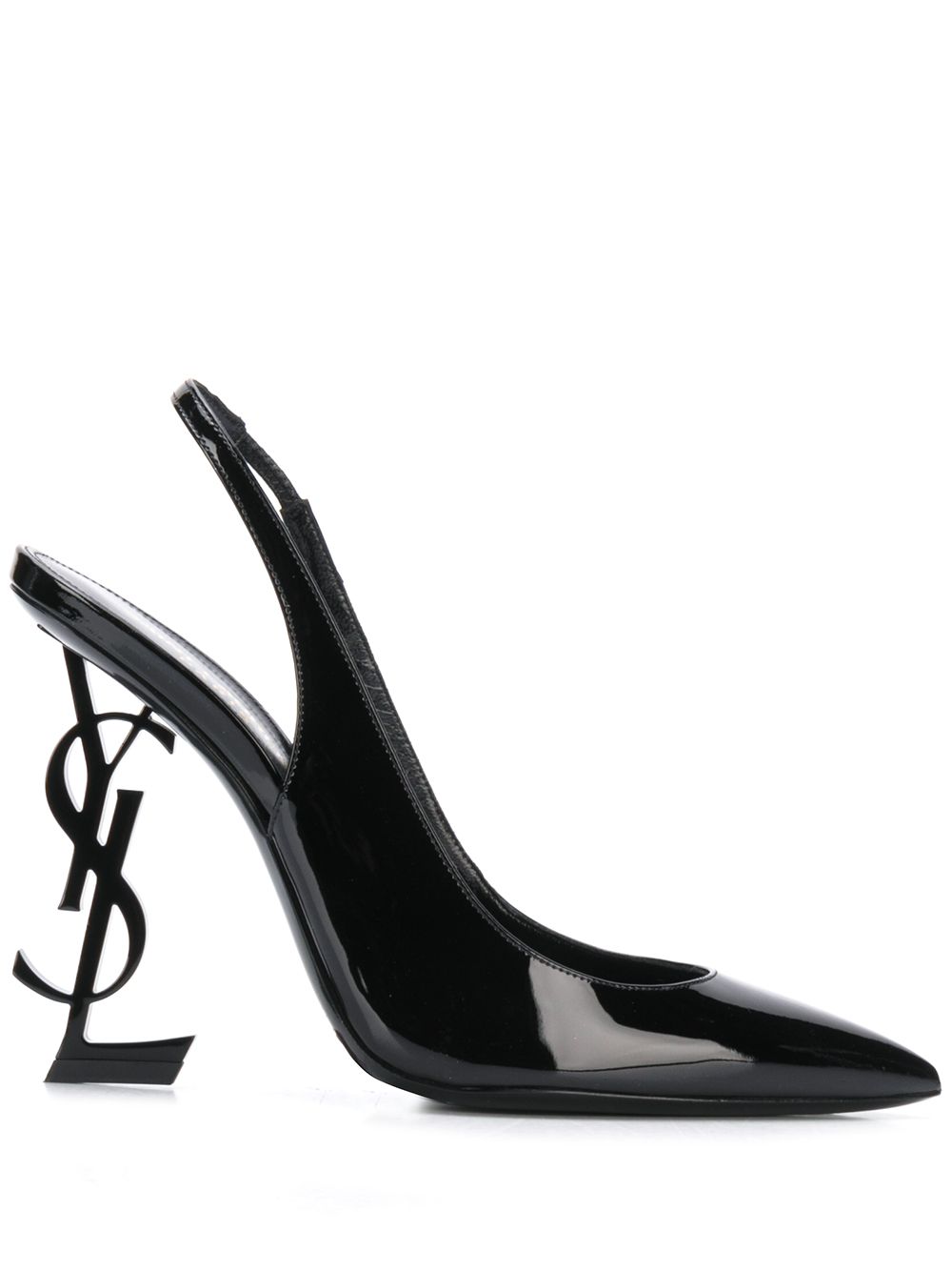 Opyum 110mm black leather slingback pumps