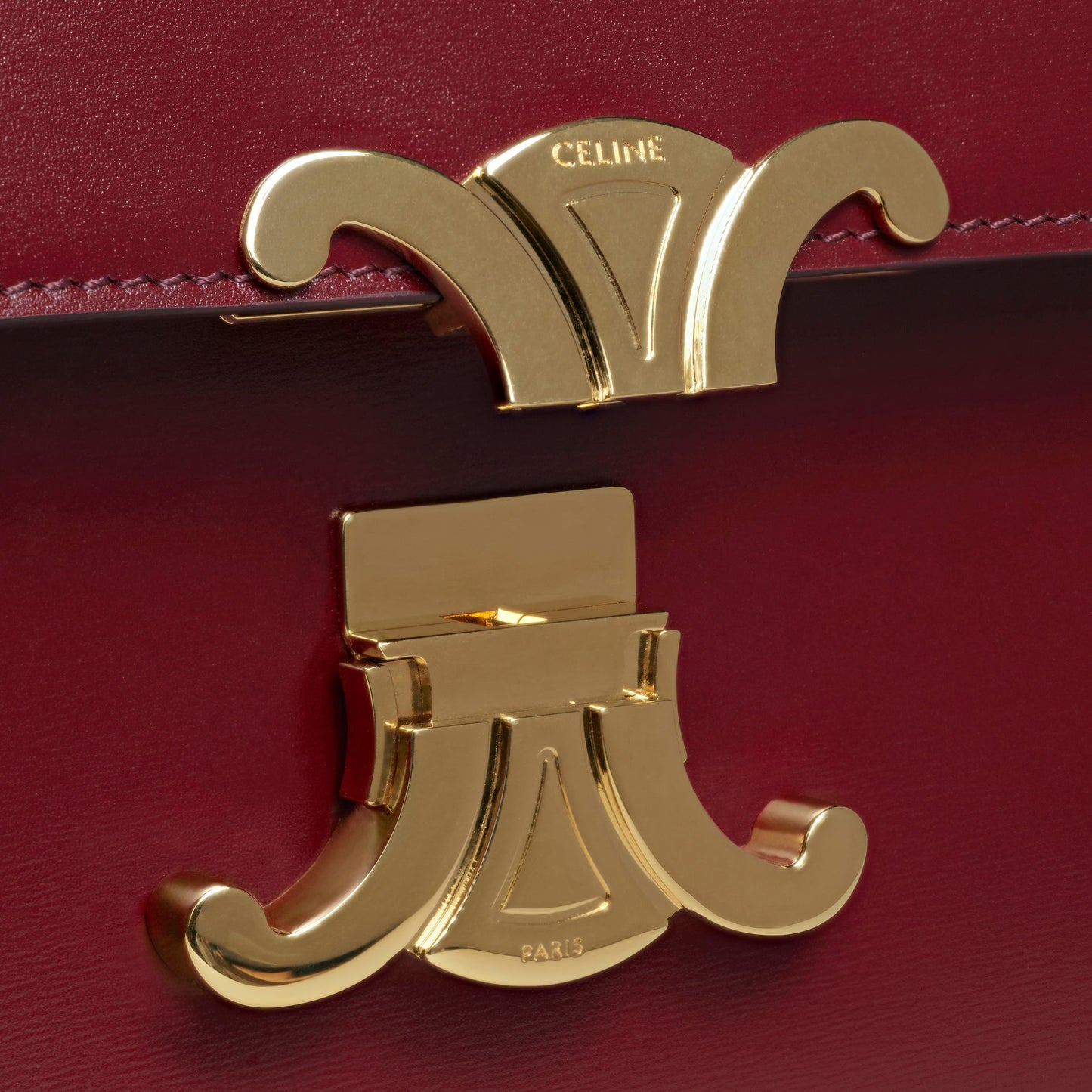 Borsa Triomphe Classique in pelle di vitello lucida BORDEAUX CHIAR