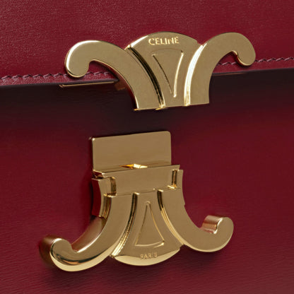Borsa Triomphe Classique in pelle di vitello lucida BORDEAUX CHIAR