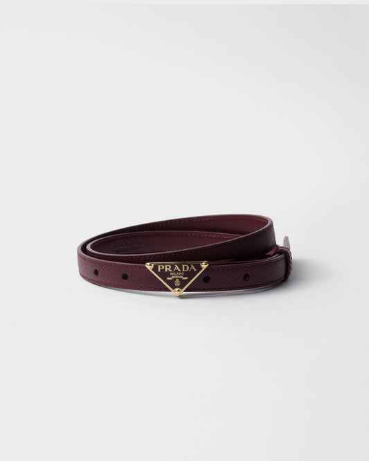 Cintura in pelle Saffiano bordeaux donna
