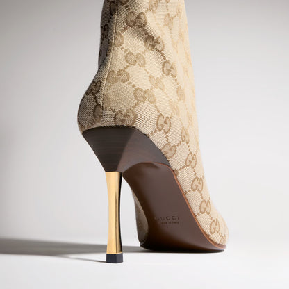 Stivale Bombshell Donna in Tessuto GG sabbia e marrone scuro