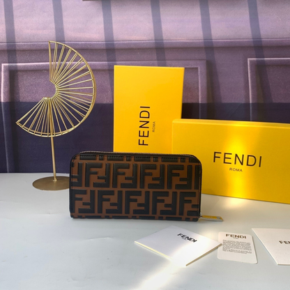 Portafoglio con chiusura a zip in pelle Zucca bicolore