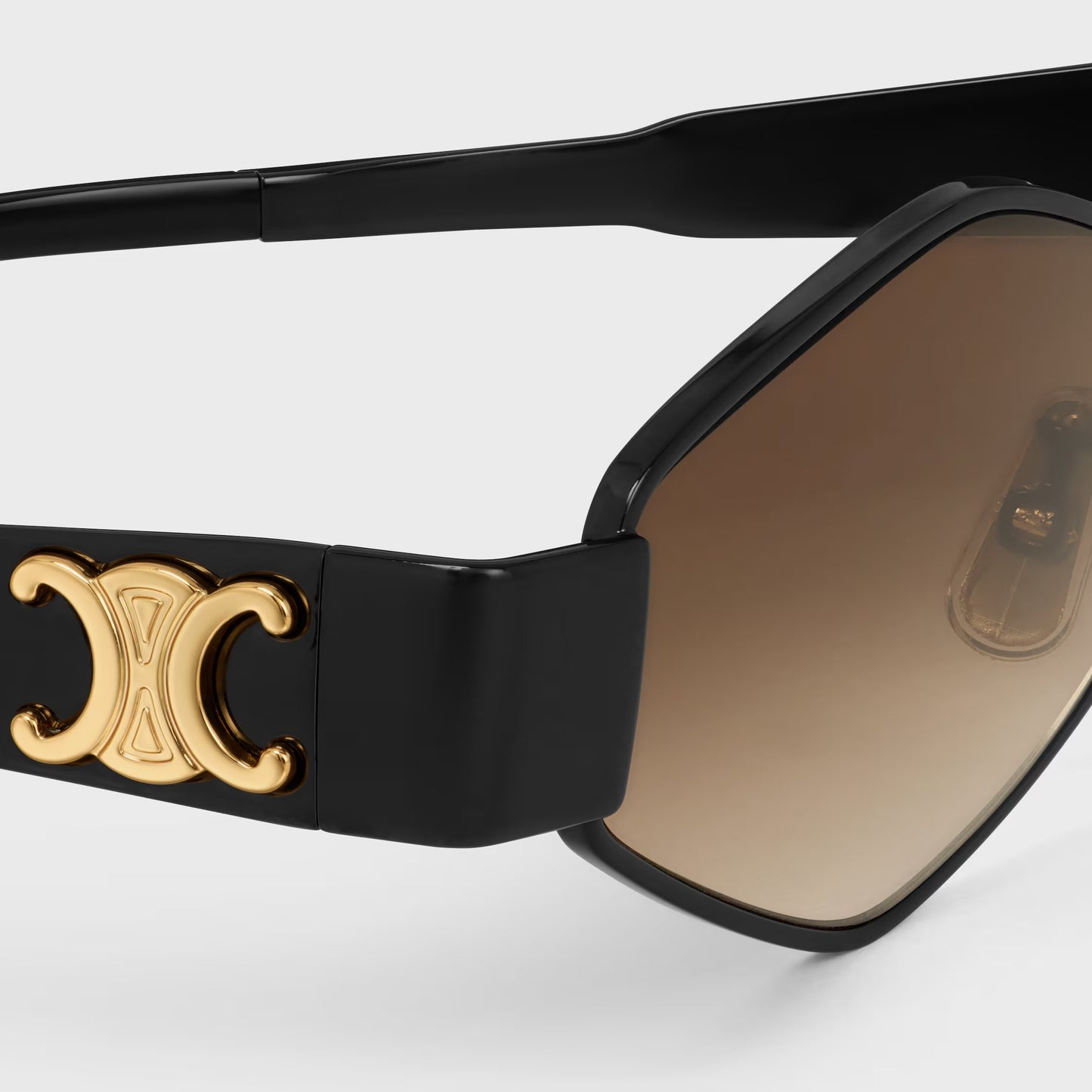 Occhiali da sole Triomphe Metal 02 in metallo nero/marrone sfumato donna