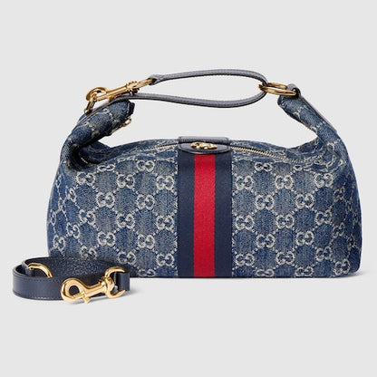 Borsa a mano GG Vanity misura media blu e bianco