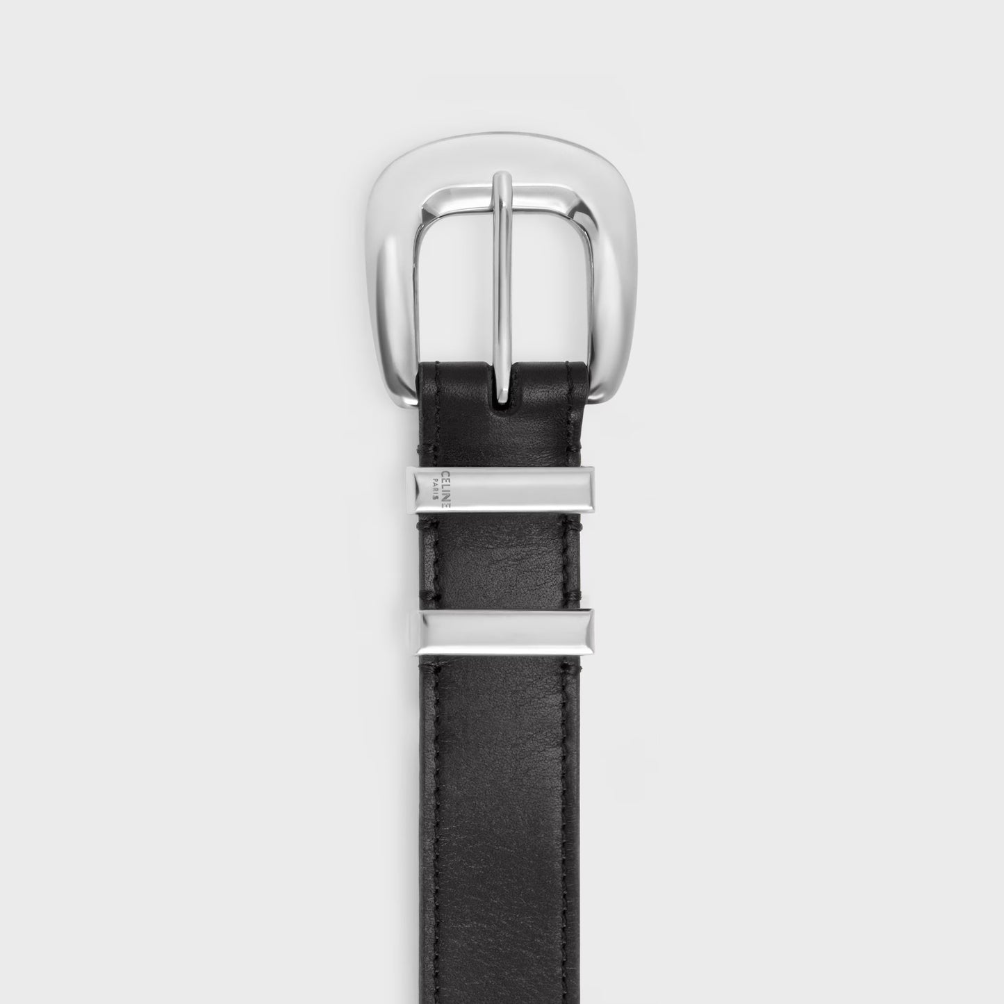 Cintura western 25 mm in pelle di vitello vintage nero con fibbia argento