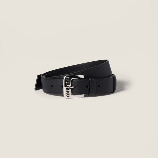 Cintura in nappa Nero Fibbia argento 3cm