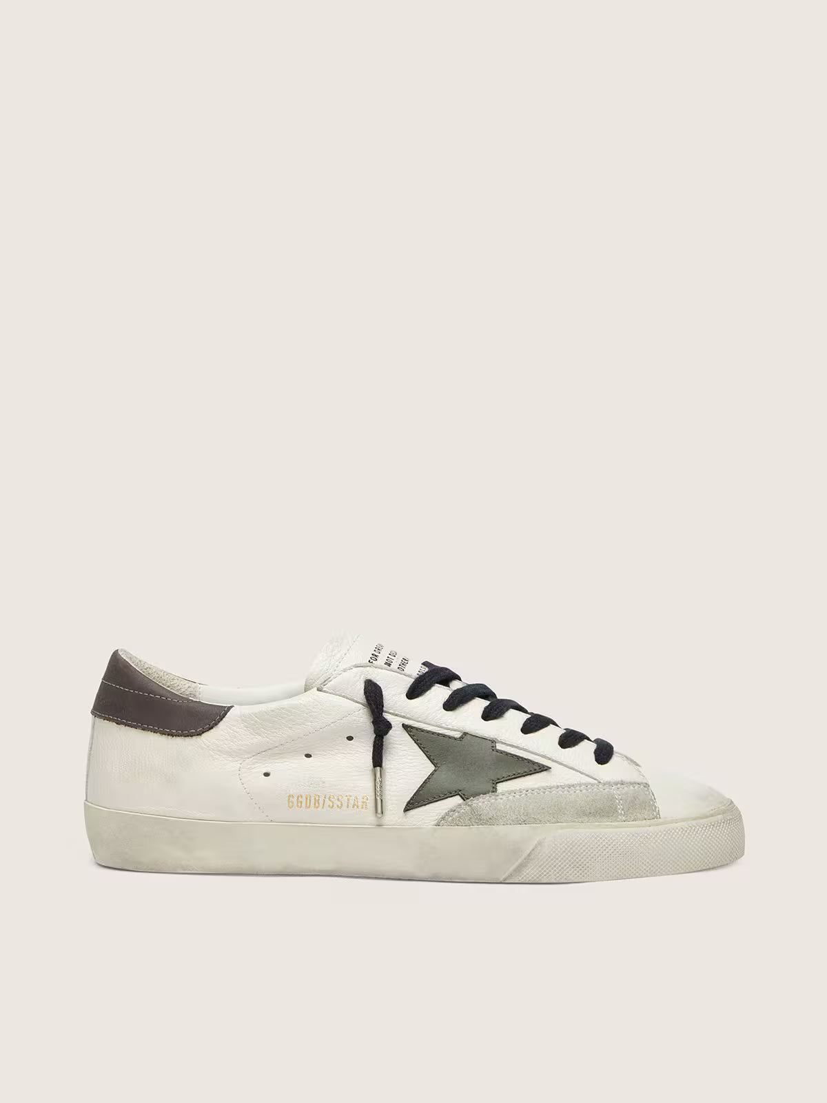 Green leather star nappa with grey leather tag