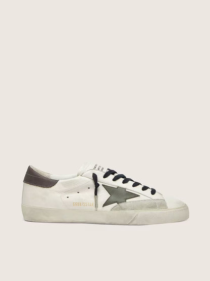 Green leather star nappa with grey leather tag
