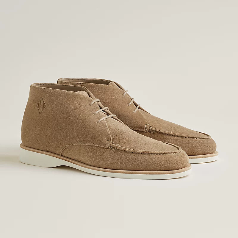 Beige suede derby shoe