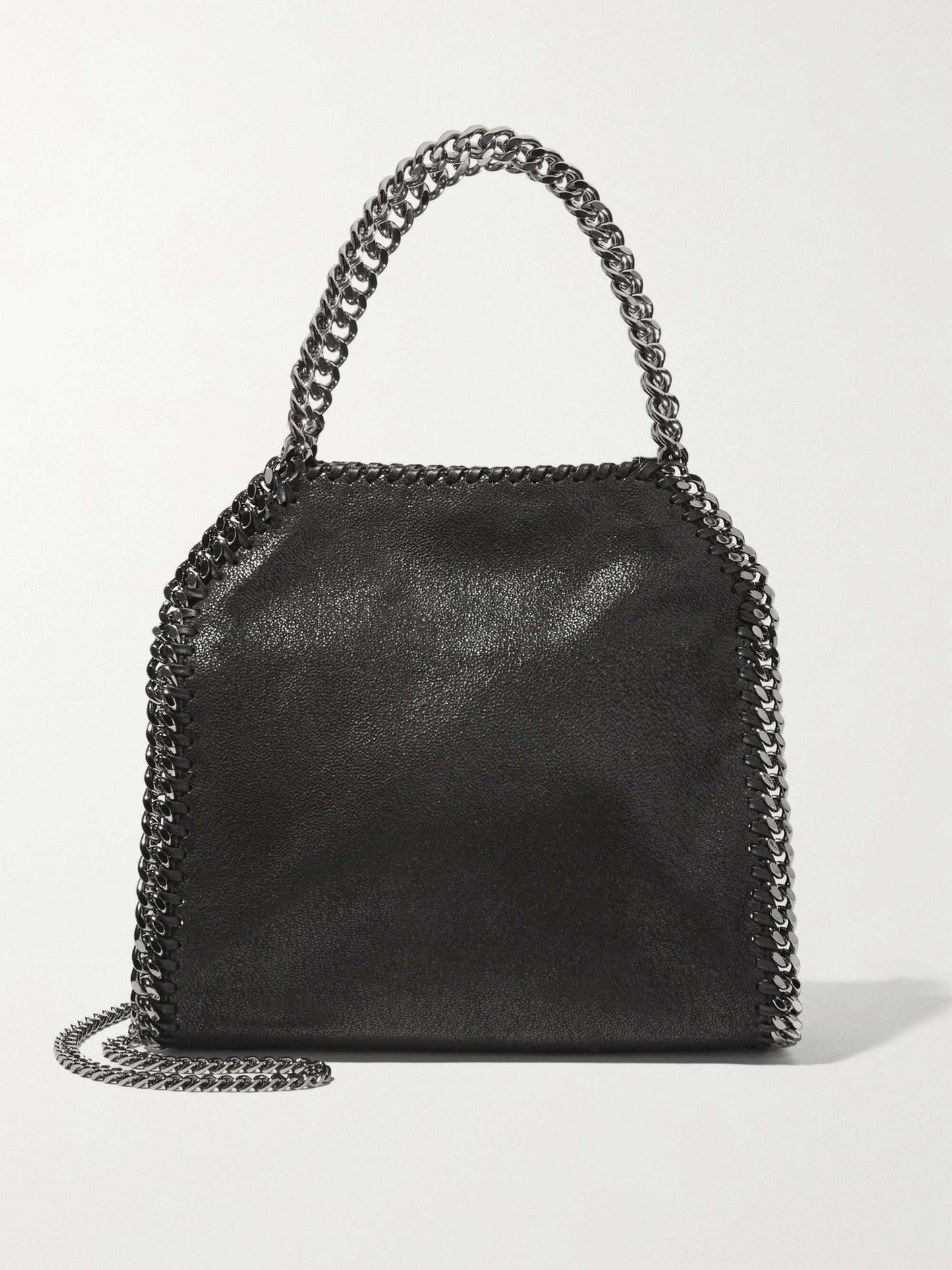 Black brushed-effect faux leather medium Falabella shoulder bag