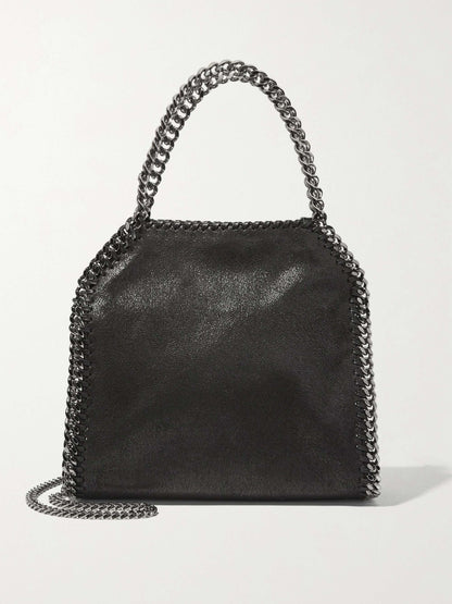 Black brushed-effect faux leather medium Falabella shoulder bag